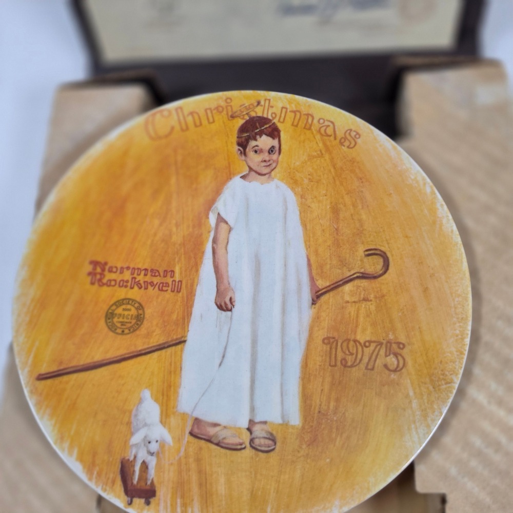Norman Rockwell 1975 Christmas‎ Plate Angel with a Black Eye missing coa #58550